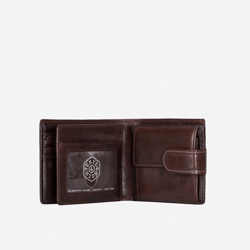 BIFOLD WALLET WITH COIN AND ID WINDOW Coffee