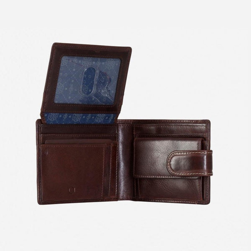 BIFOLD WALLET WITH COIN AND TAB CLOSURE Coffee