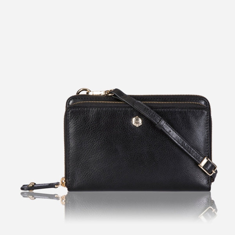 LADIES PURSE WITH DETACHABLE STRAP, BLACK