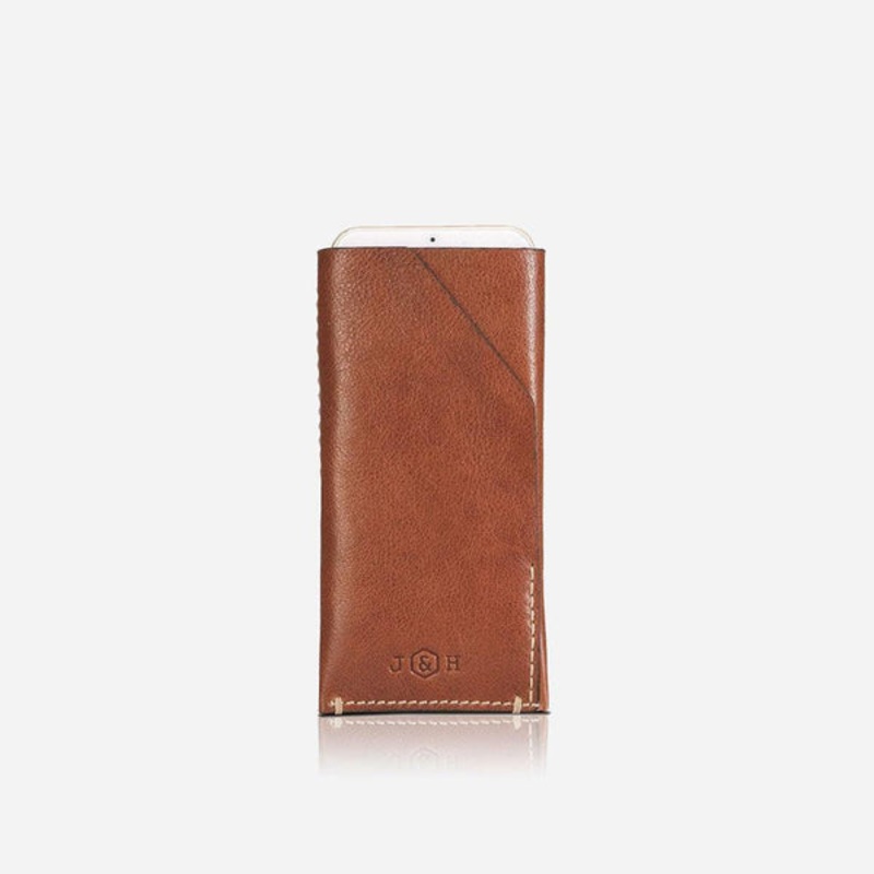 LARGE SLIP-IN CARD & CASH PHONE WALLET Tan