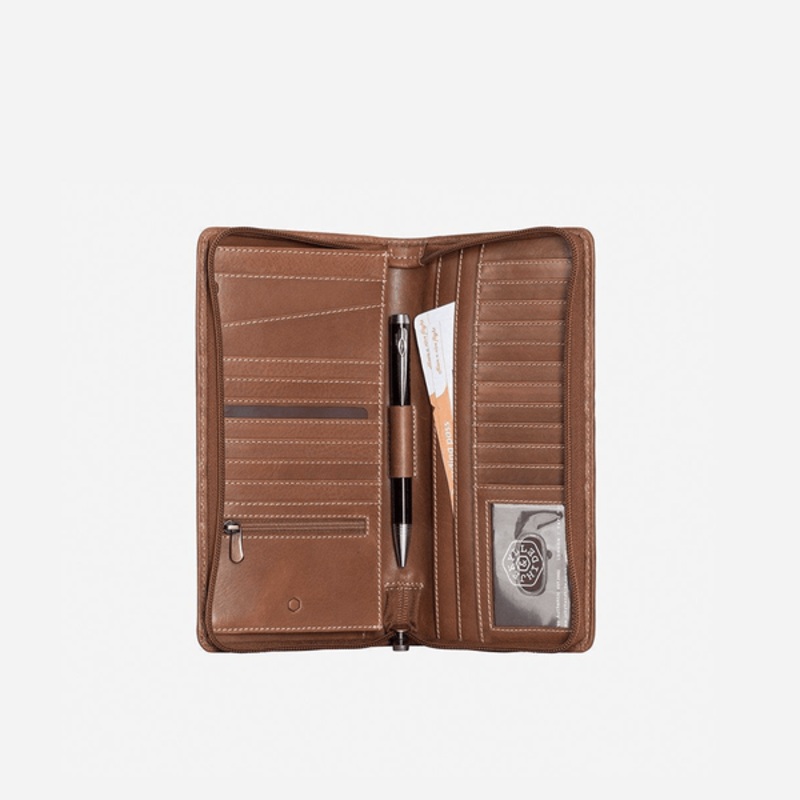 LARGE ZIP-AROUND TRAVEL AND PASSPORT ORGANISER Clay