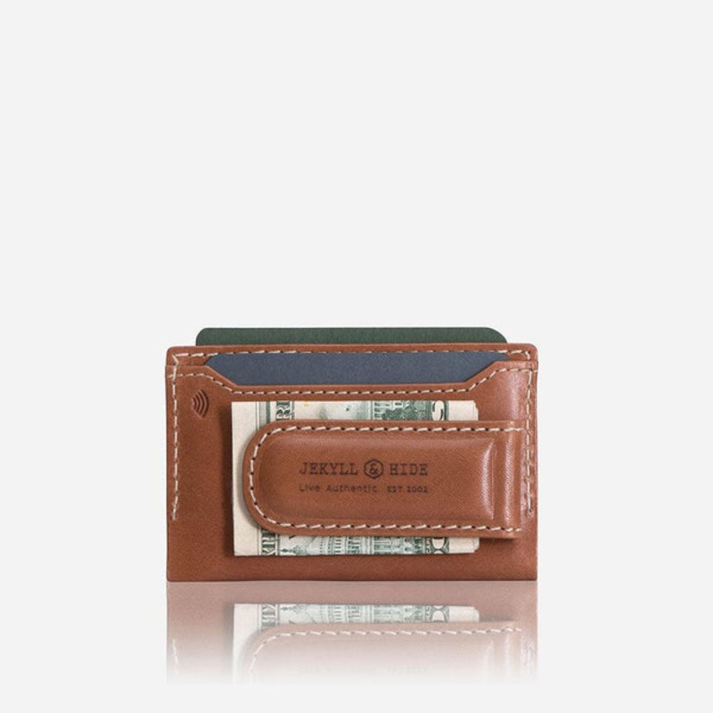MONEY CLIP CARD HOLDER, TAN