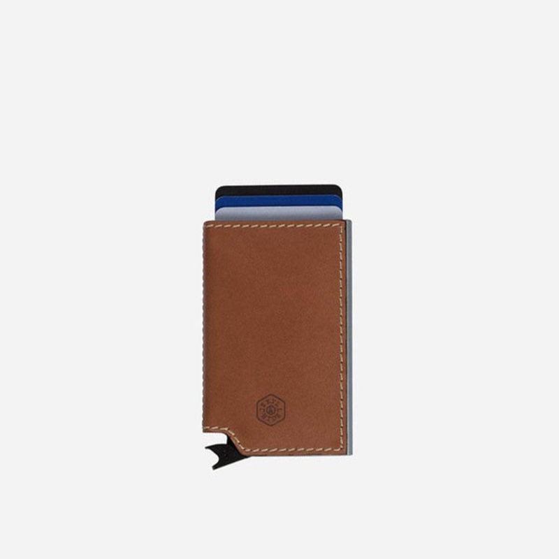 SLIM CARD SLIDE WALLET, TAN