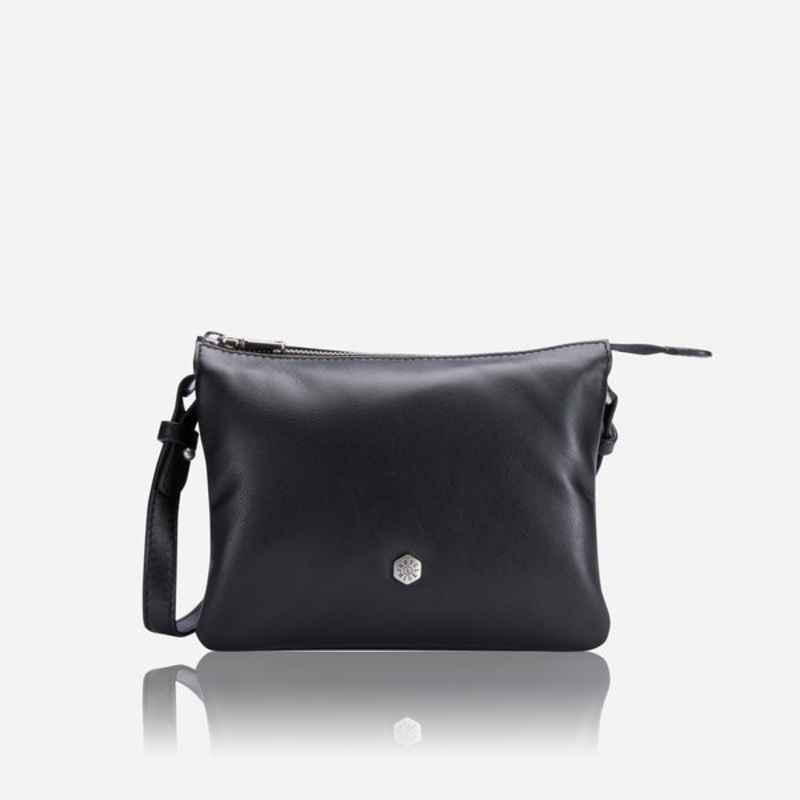 SLIM LADIES LEATHER CROSSBODY, BLACK