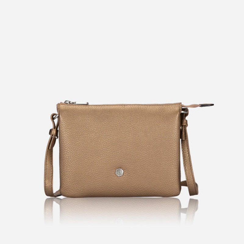 SLIM LADIES LEATHER CROSSBODY, BRONZE
