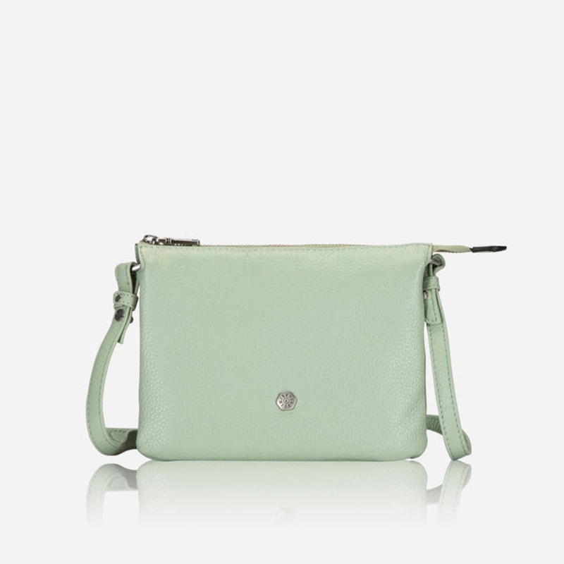 SLIM LADIES LEATHER CROSSBODY, SAGE GREEN