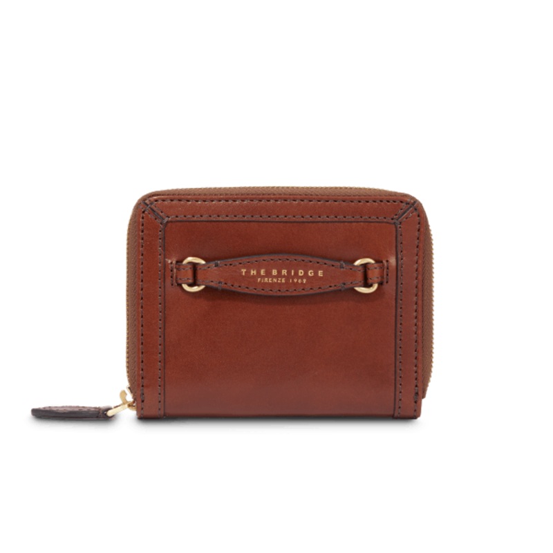 BETTINA ZIP AROUND SMALL LEATHER BAG BROWN/GOLD