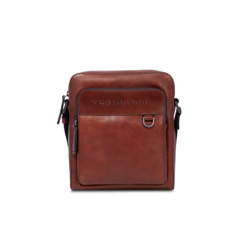 DAMIANO CROSSBODY MEDIUM LEATHER BAG BROWN/DARK RUTHENIUM