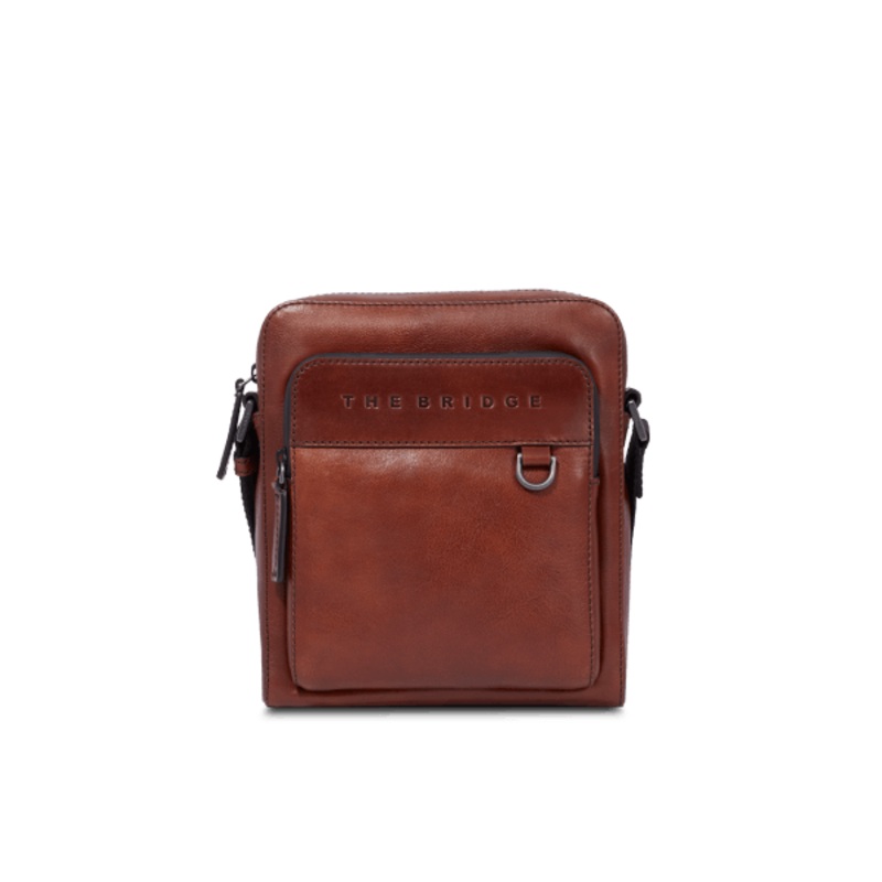 DAMIANO CROSSBODY SMALL LEATHER BAG BROWN/DARK RUTHENIUM