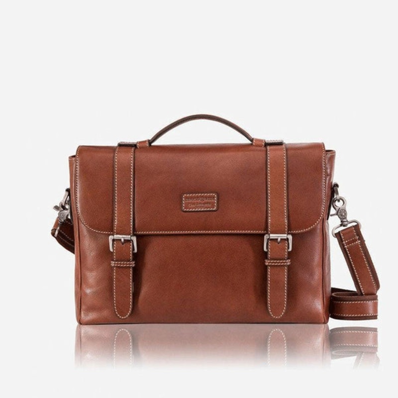 DOUBLE BUCKLE LAPTOP BRIEFCASE