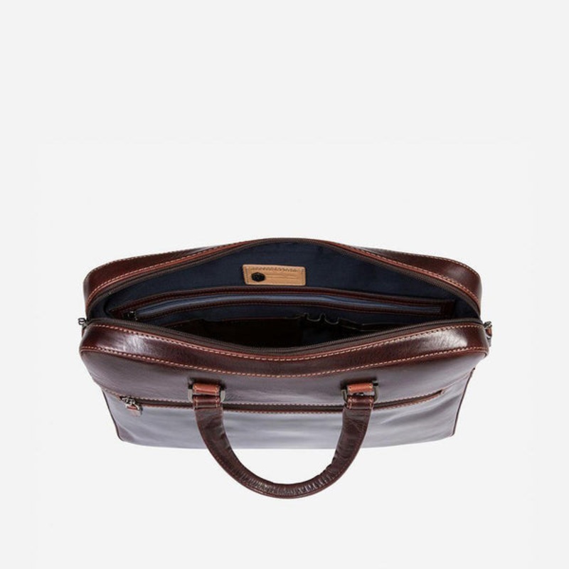 SLIM ZIP TOP BRIEFCASE, TOBACCO