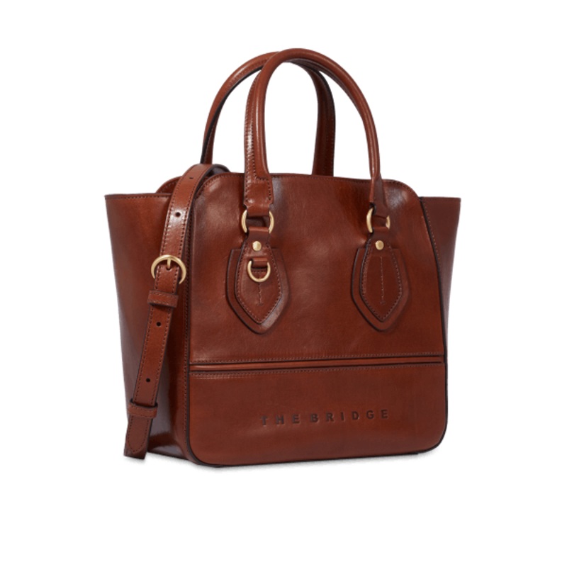 TOTE DAPHNE LEATHER BAG BROWN/GOLD