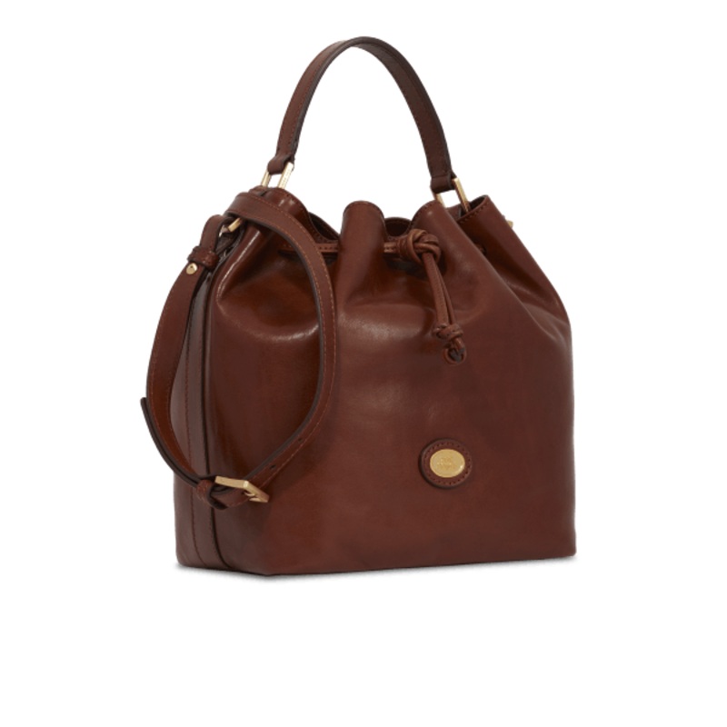 STORY BUCKET LEATHER BAG BROWN/GOLD