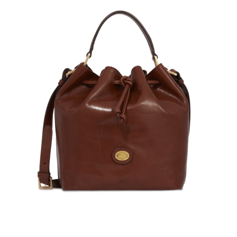 STORY BUCKET LEATHER BAG BROWN/GOLD