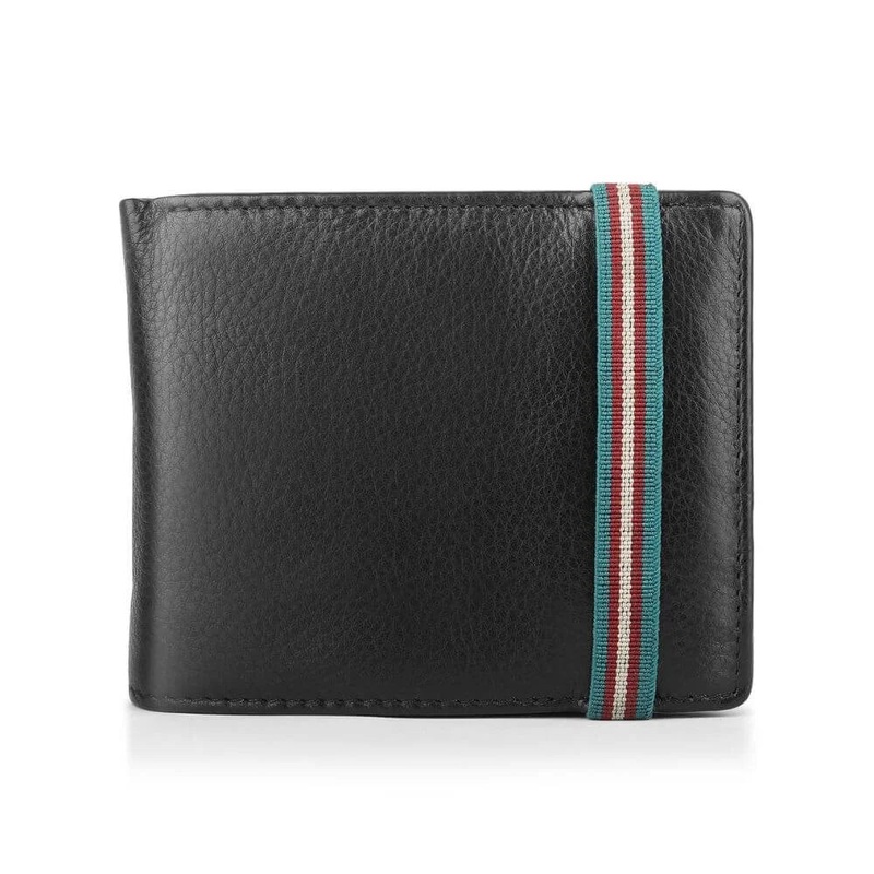 Primehide Leather Trifold Wallet with RFID & Elastic Closure Rowan Hudson Black