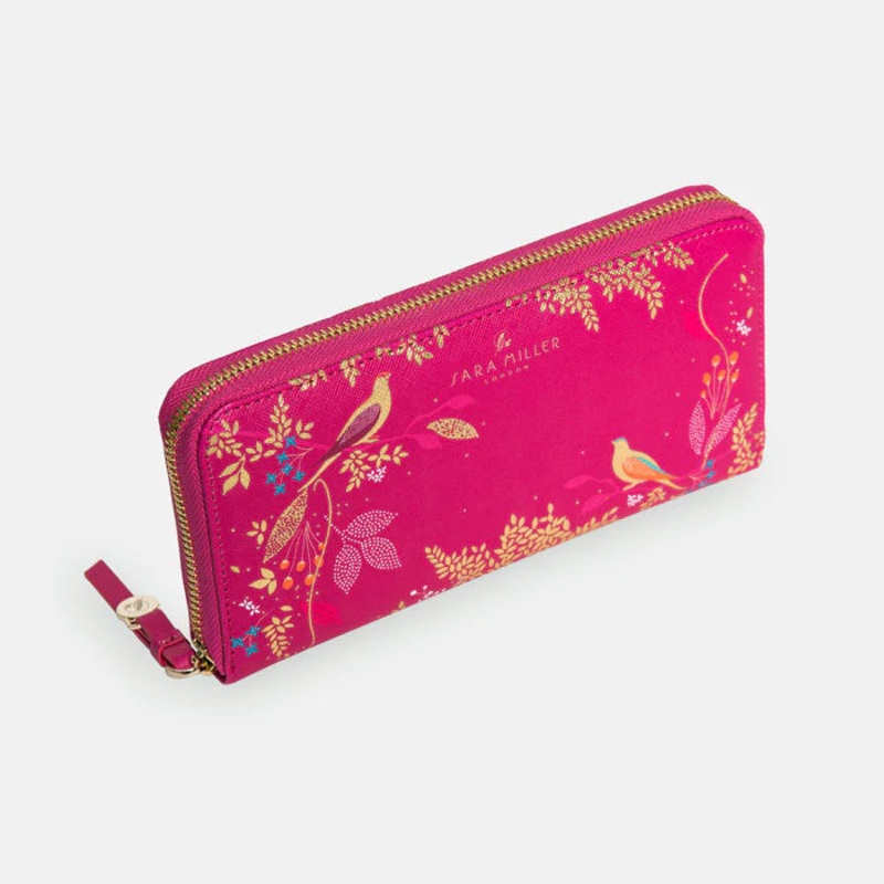 Pink Birds Large Zip Purse Pink