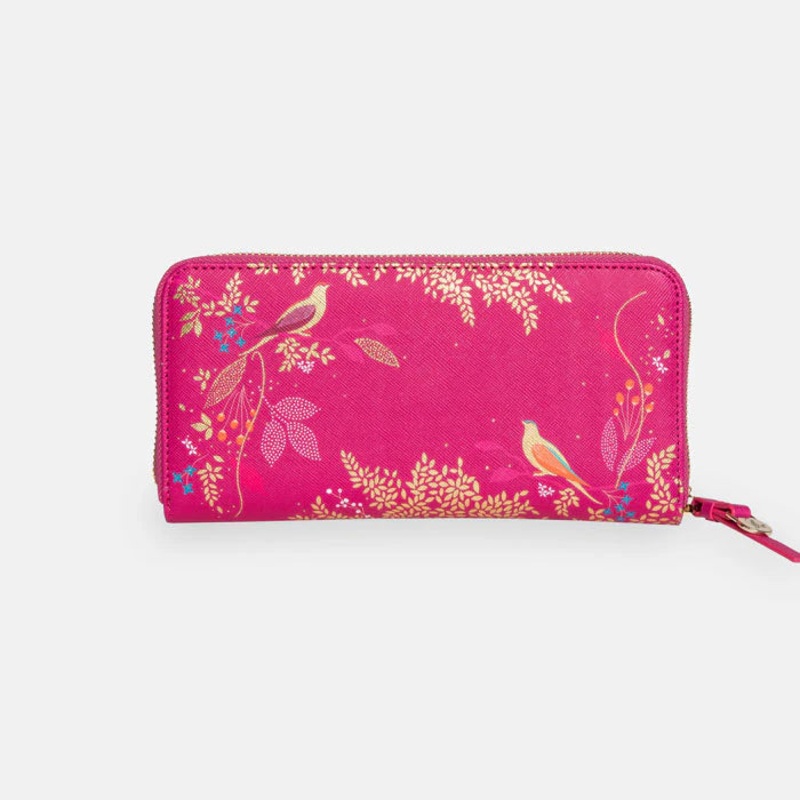 Pink Birds Large Zip Purse Pink