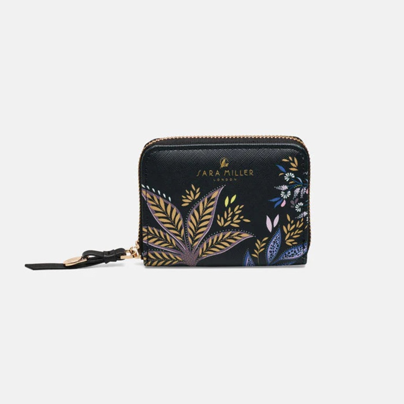 Black Botanic Small Zip Purse