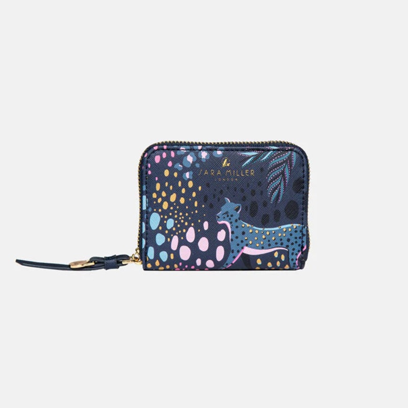 Midnight Leopard Small Zip Purse Blue
