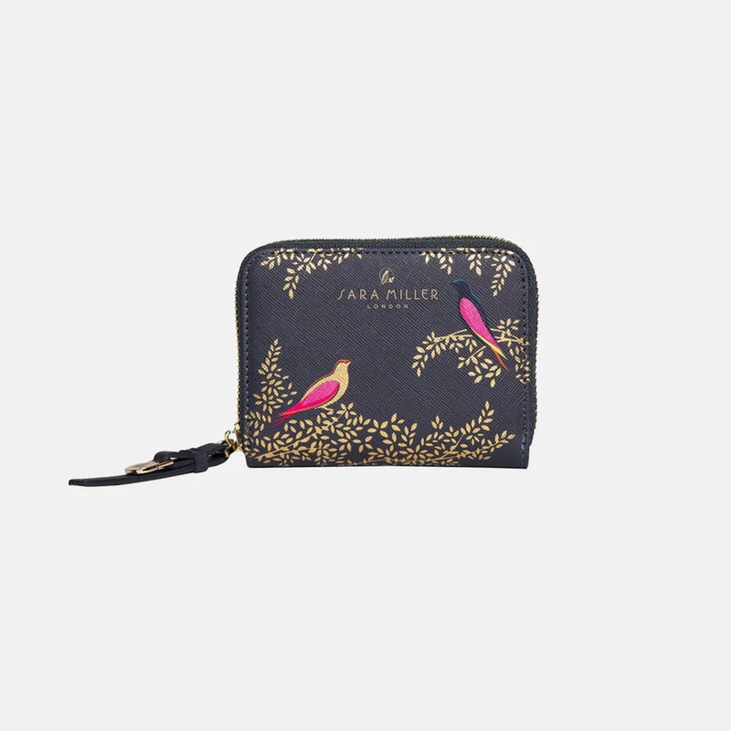 Smokey Blue Birds Small Zip Purse Blue