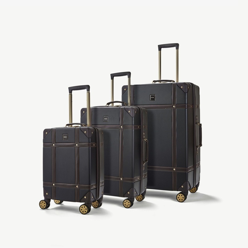 Vintage Set of 3 Suitcases in Black Black
