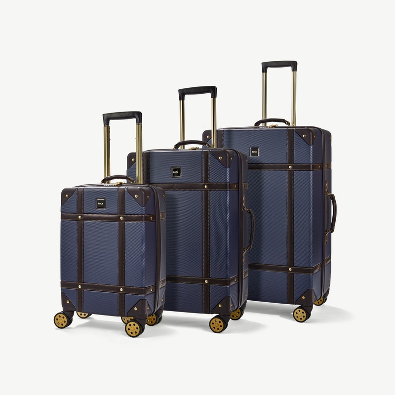 Vintage Set of 3 Suitcases in Navy Navy