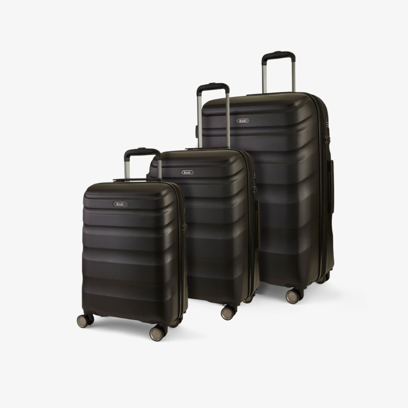 Bali Set of 3 Suitcases in Black Black