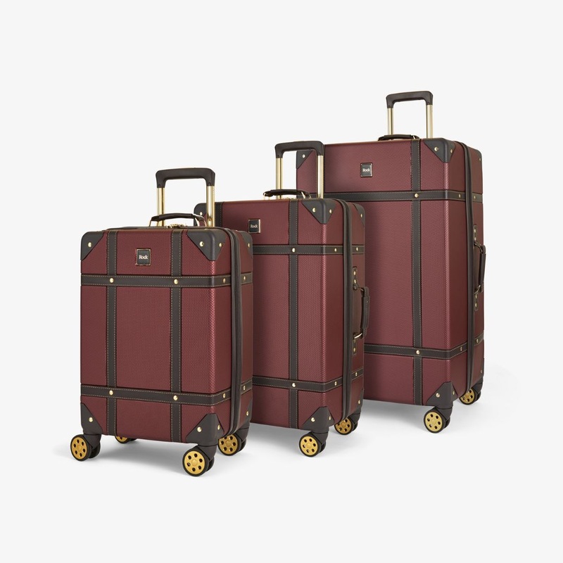 Vintage Set of 3 Suitcases in Burgundy Burgundy