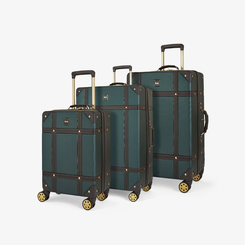 Vintage Set of 3 Suitcases in Emerald Green Emerald Green