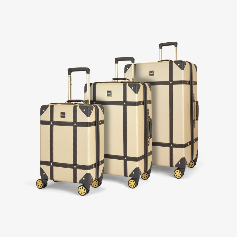 Vintage Set of 3 Suitcases in Gold Gold
