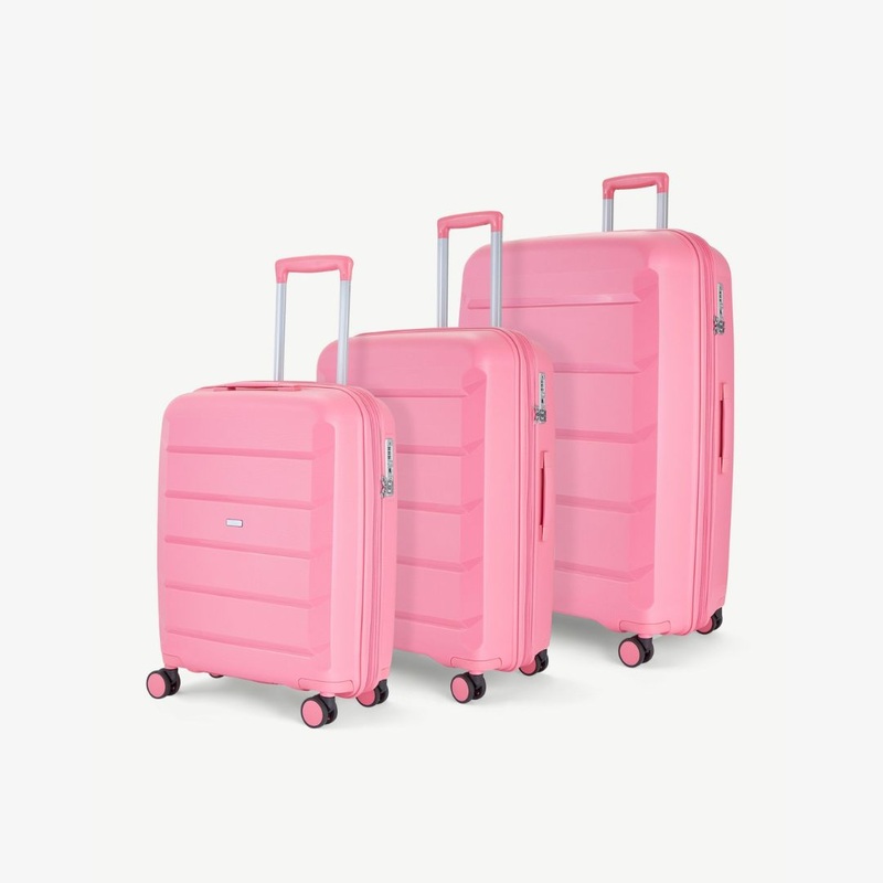 Tulum Set of 3 Suitcases in Bubblegum Pink Bubblegum Pink