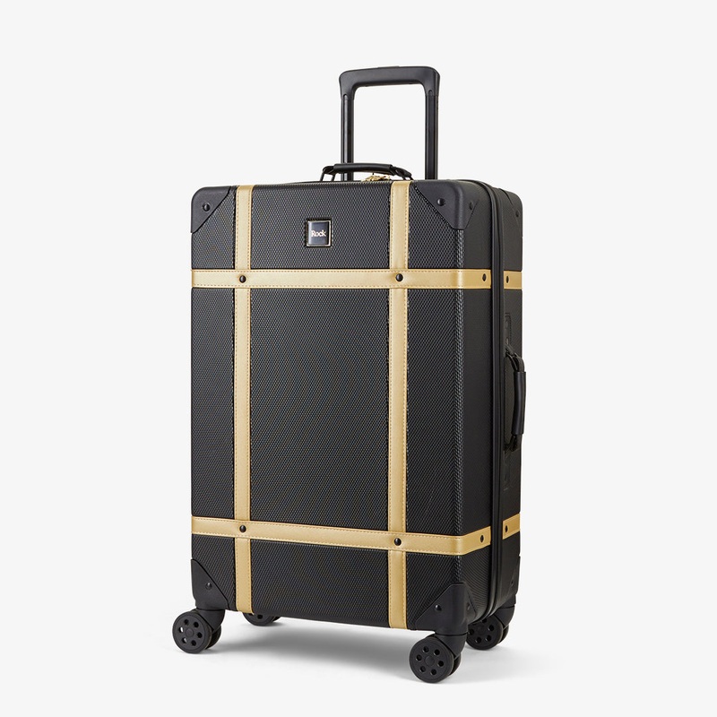 Vintage Medium Suitcase in Black + Gold Black/Gold