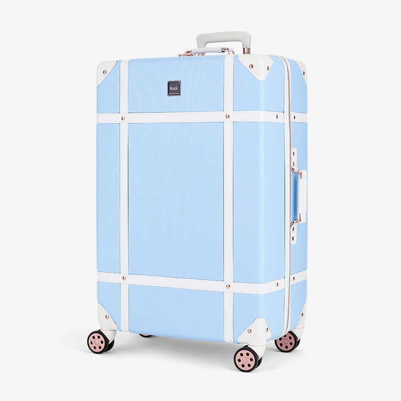 Vintage Large Suitcase in Sky Blue Sky Blue
