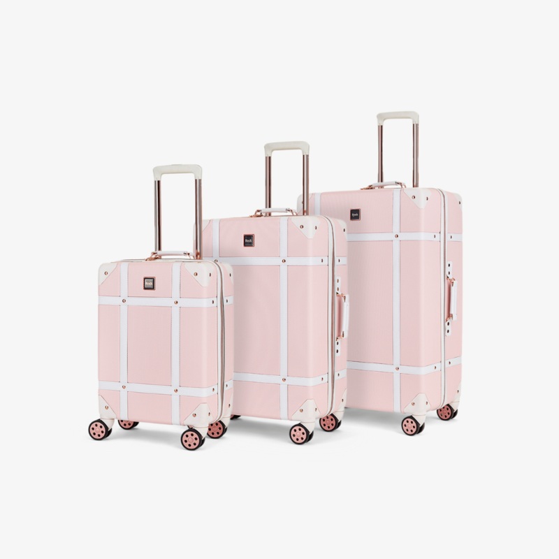 Vintage Set of 3 Suitcases in Baby Pink Baby Pink