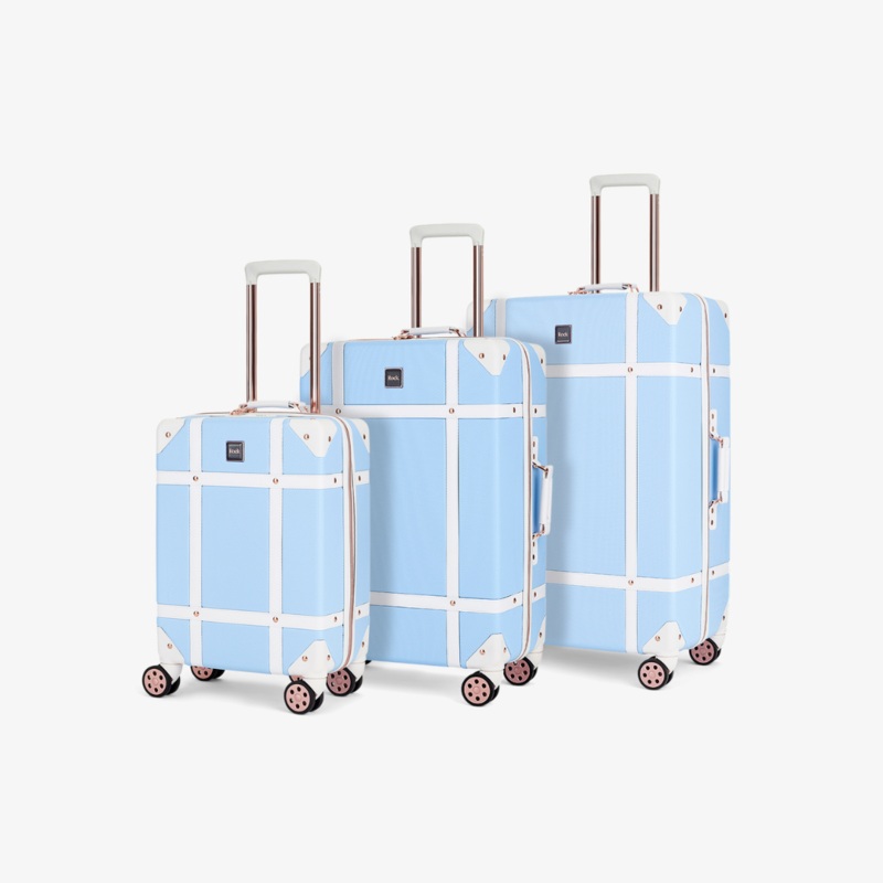 Vintage Set of 3 Suitcases in Sky Blue Sky Blue