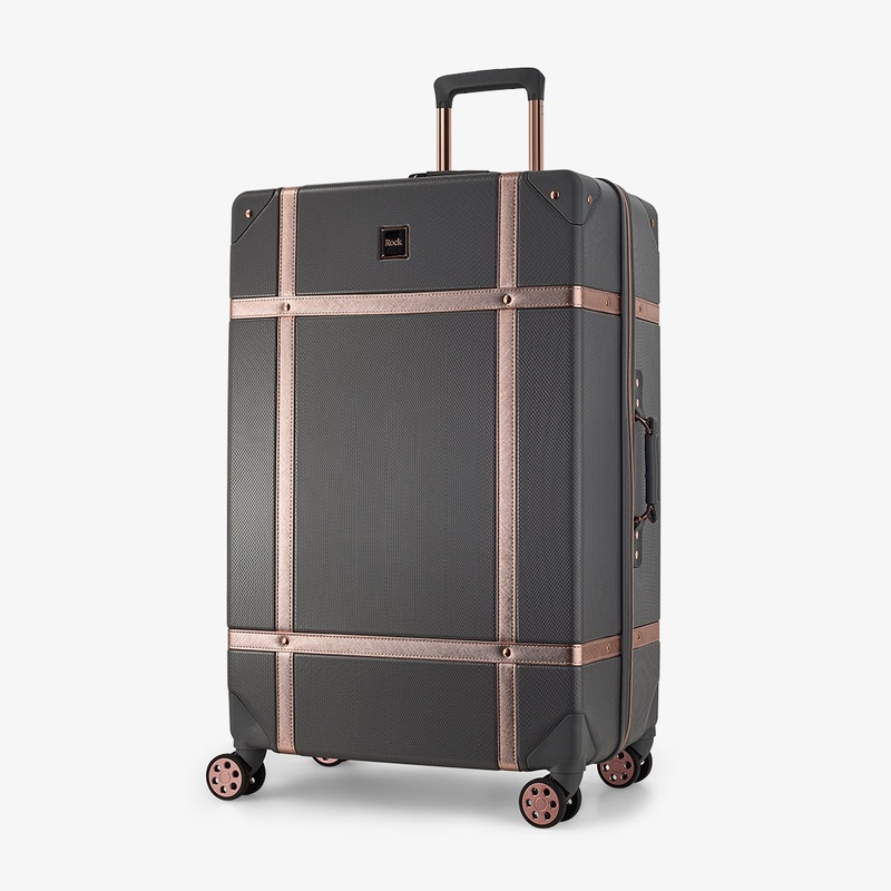 Vintage Large Suitcase in Charcoal + Rose Gold Charcoal + Rose Gold