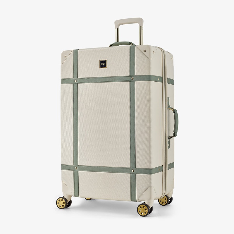 Vintage Large Suitcase in Cream + Sage Cream + Sage