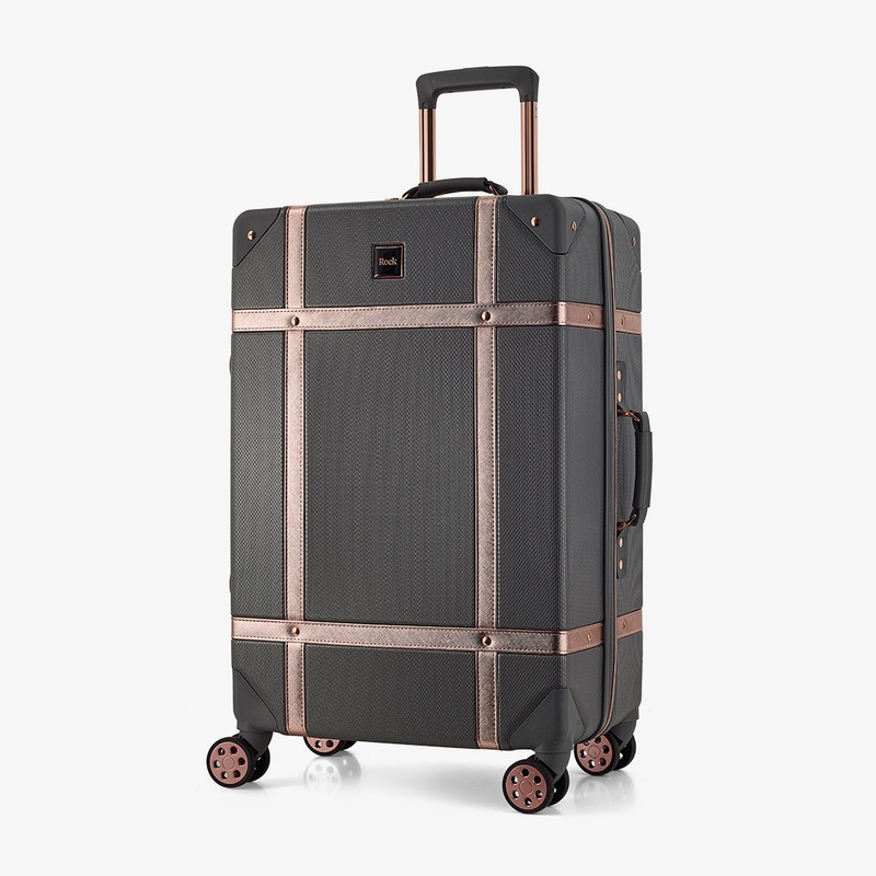 Vintage Medium Suitcase in Charcoal + Rose Gold Charcoal + Rose Gold