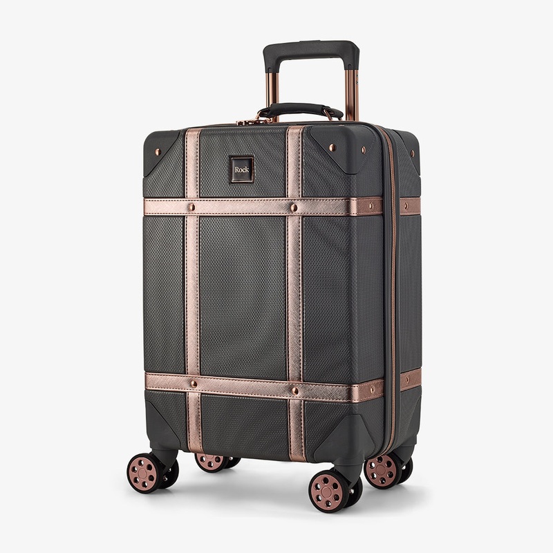 Vintage Small Suitcase in Charcoal + Rose Gold Charcoal + Rose Gold