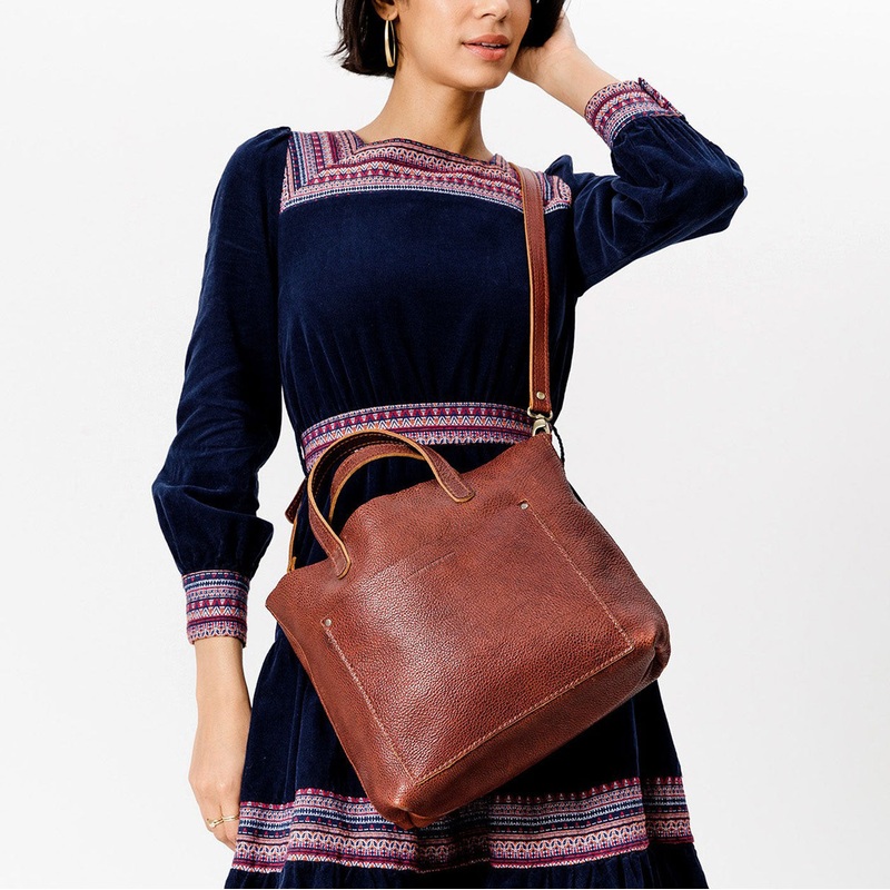 ‘Almost Perfect’ Medium Crossbody Tote Nutmeg
