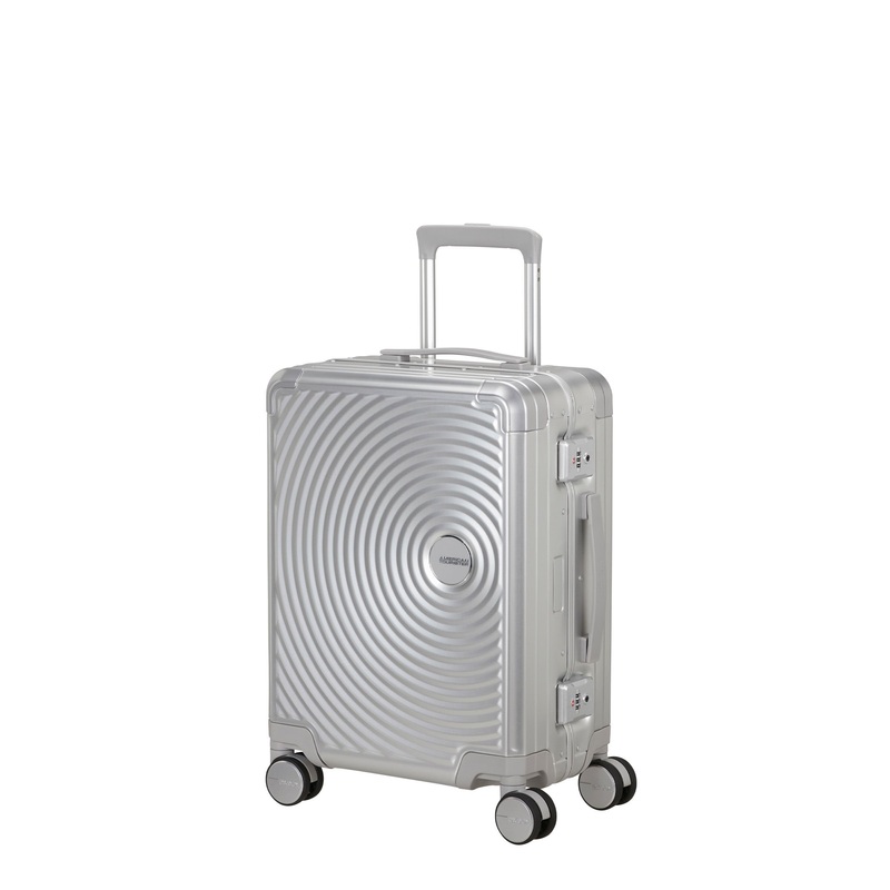 AMERICAN TOURISTER SOUNDBOX ALU CARRY-ON TSA SUITCASE 55cm Silver