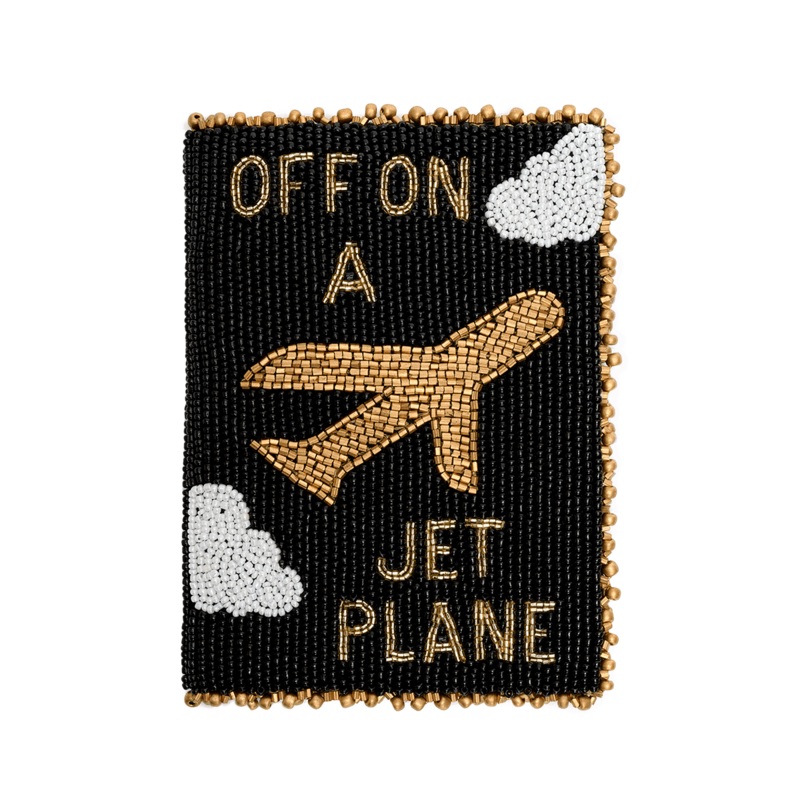 Beaded Passport Cover – Black