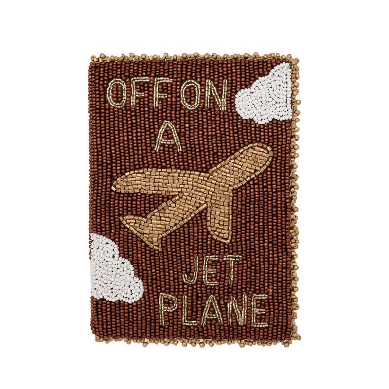 Beaded Passport Cover – Brown