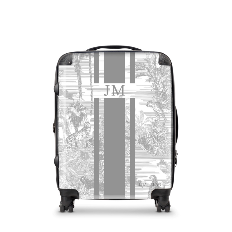 Tropical Print Hardshell Luggage – French Grey