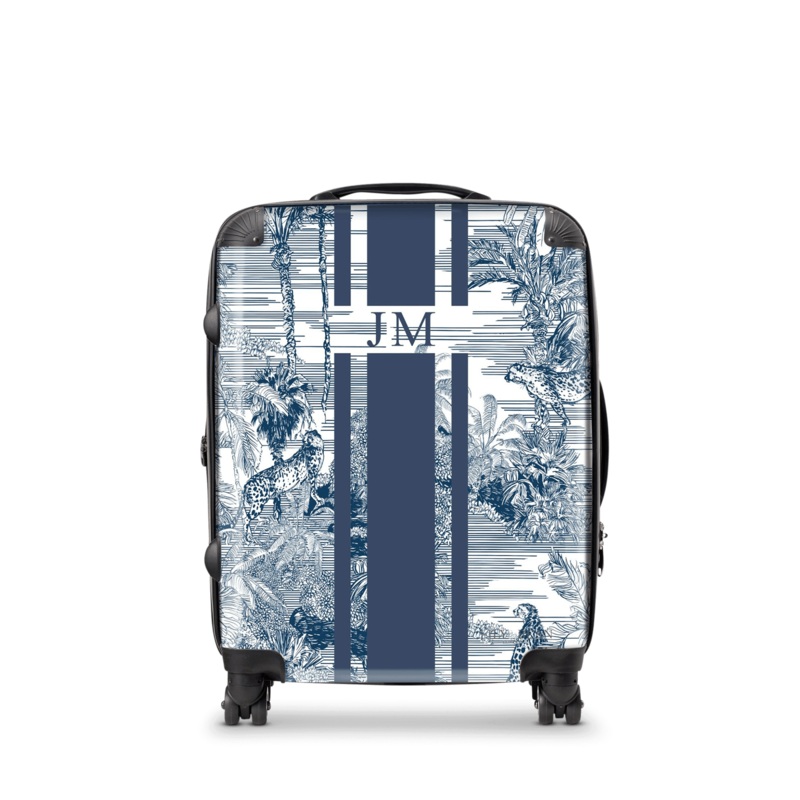 Tropical Print Hardshell Luggage – Navy