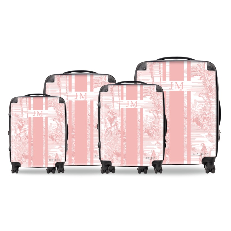 Tropical Print Hardshell Luggage – Pink