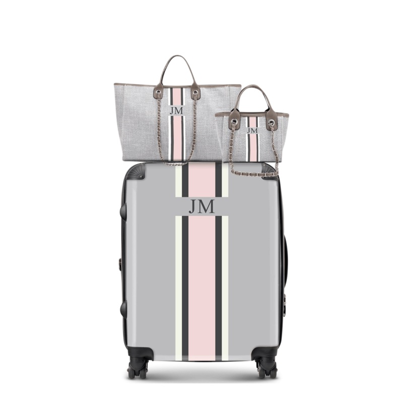 Trio Luggage Set – French Grey & Pink