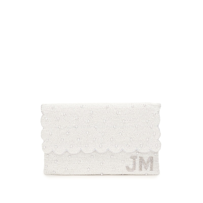 Scalloped Pearl Beaded Clutch