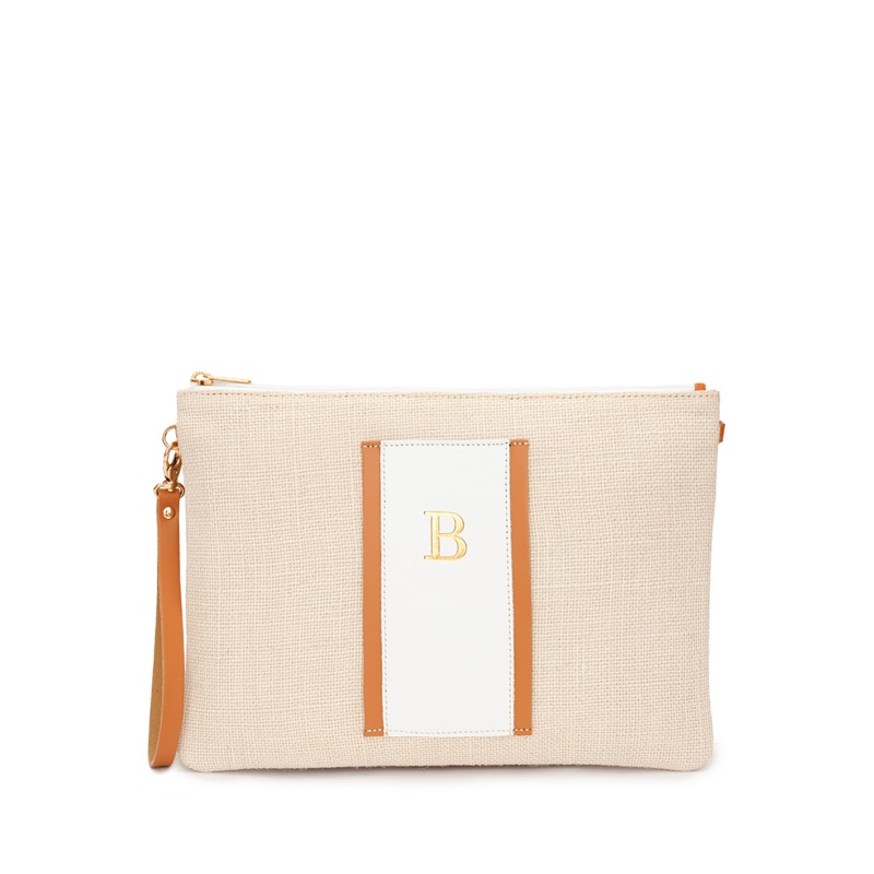 Annabel Straw Canvas Clutch
