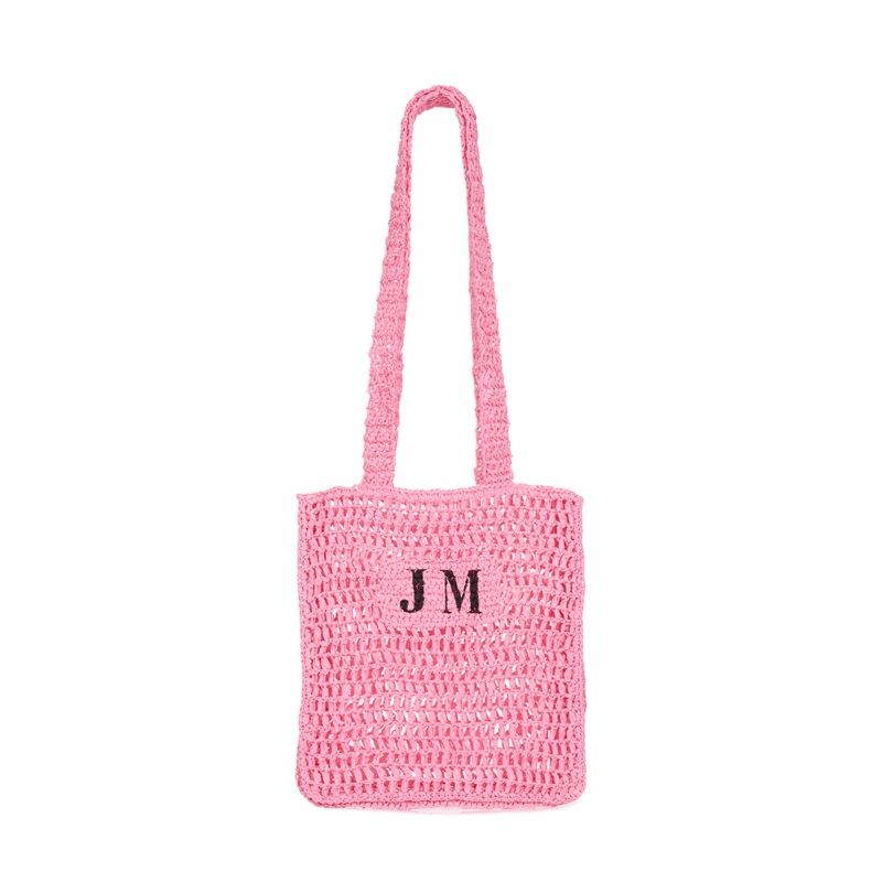 The Lily Lattice Straw Shopper – Candy Pink